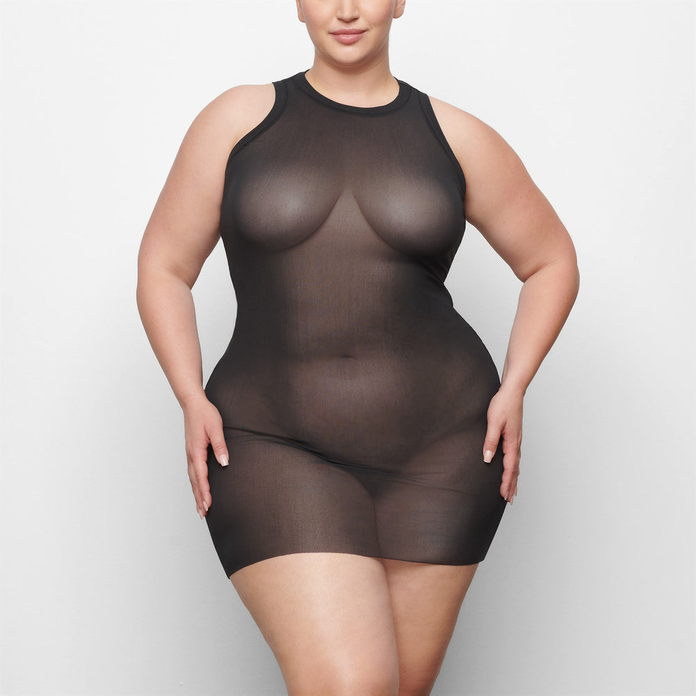 Skims SUMMER MESH HIGH NECK TANK Dress Čierne | ADZE-73425