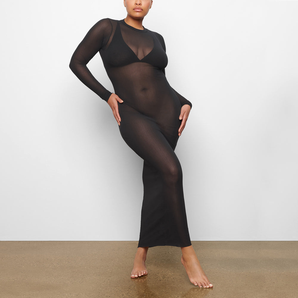 Skims SUMMER MESH LONG SLEEVE Dress Čierne | EWZG-67981