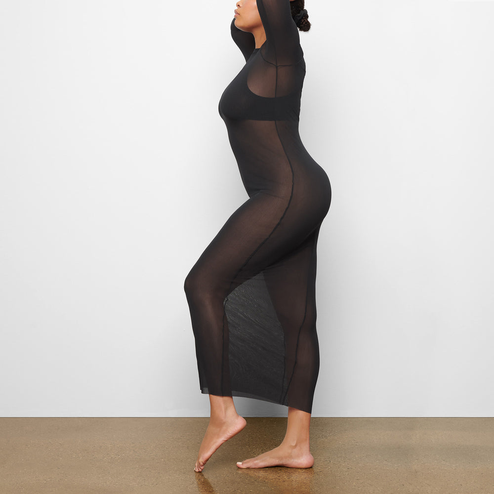 Skims SUMMER MESH LONG SLEEVE Dress Čierne | EWZG-67981
