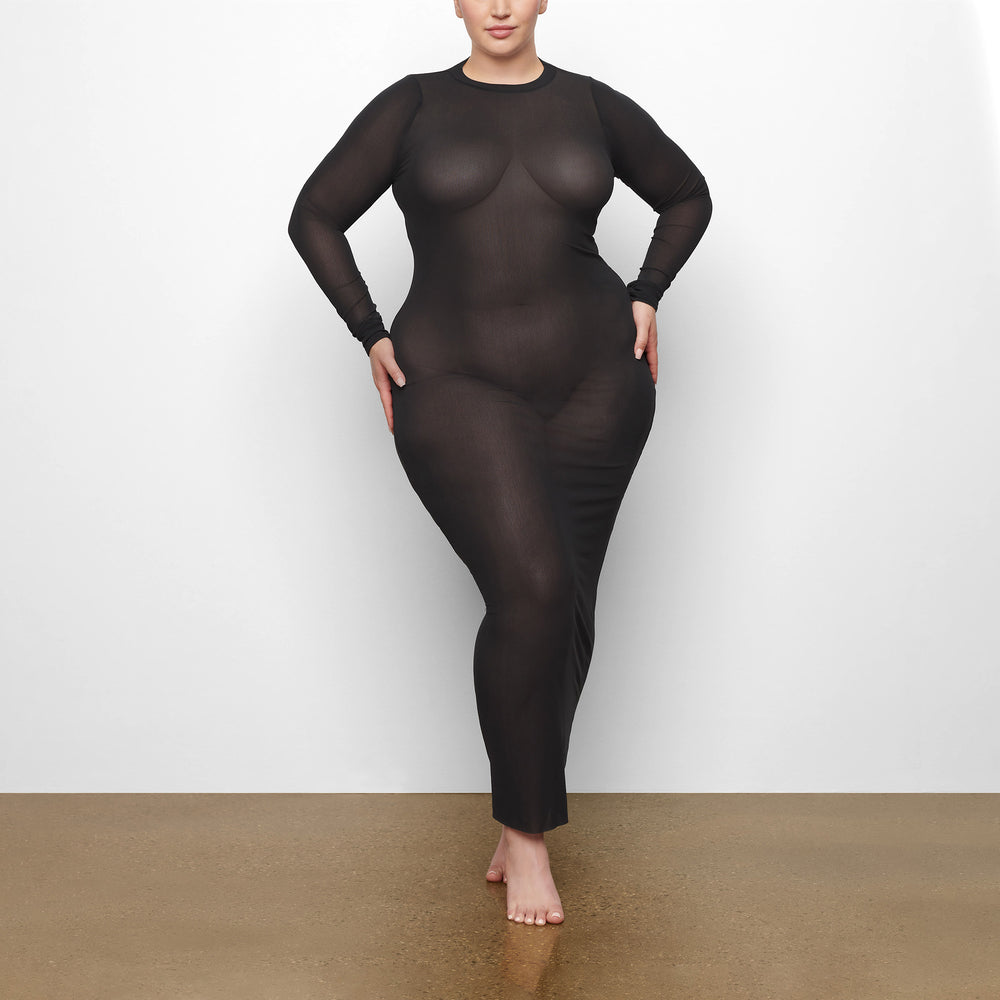 Skims SUMMER MESH LONG SLEEVE Dress Čierne | EWZG-67981