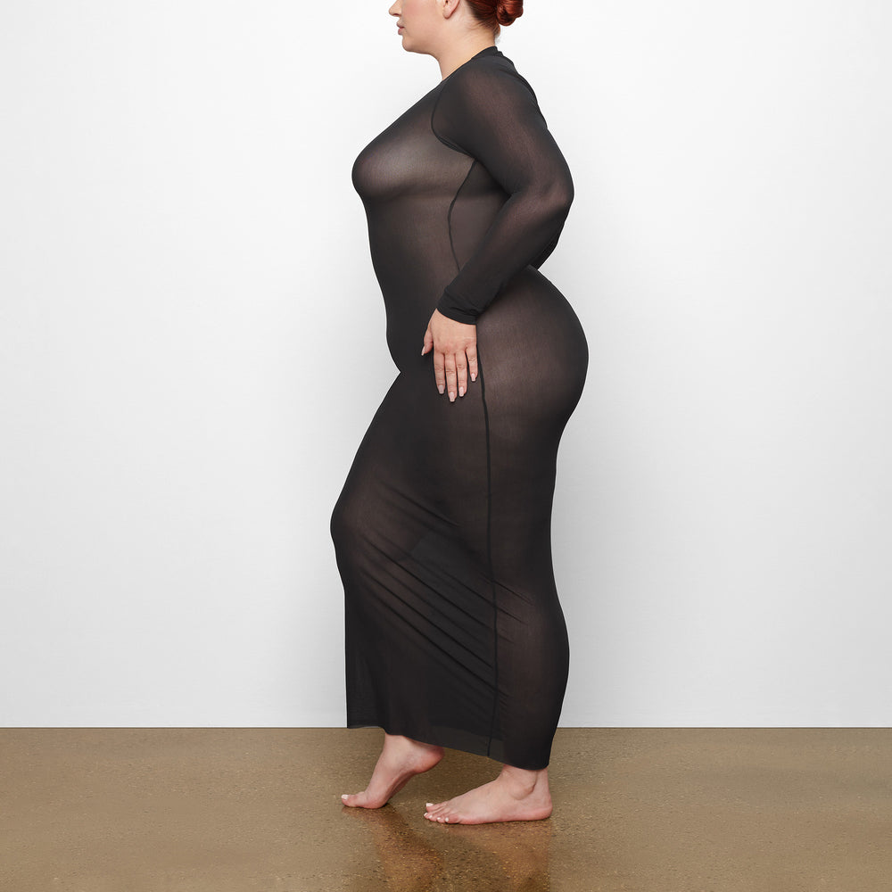 Skims SUMMER MESH LONG SLEEVE Dress Čierne | EWZG-67981