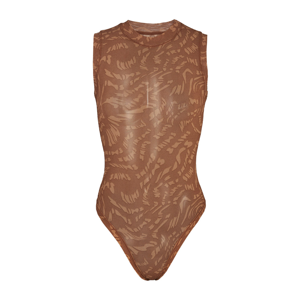 Skims SUMMER MESH Mock Neck Bodysuit Hnede | GLDN-26491