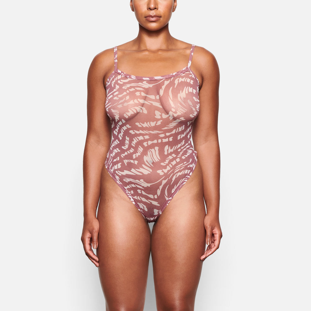 Skims SUMMER MESH Strappy Bodysuit RASPBERRY SWIRL | VKZX-58379