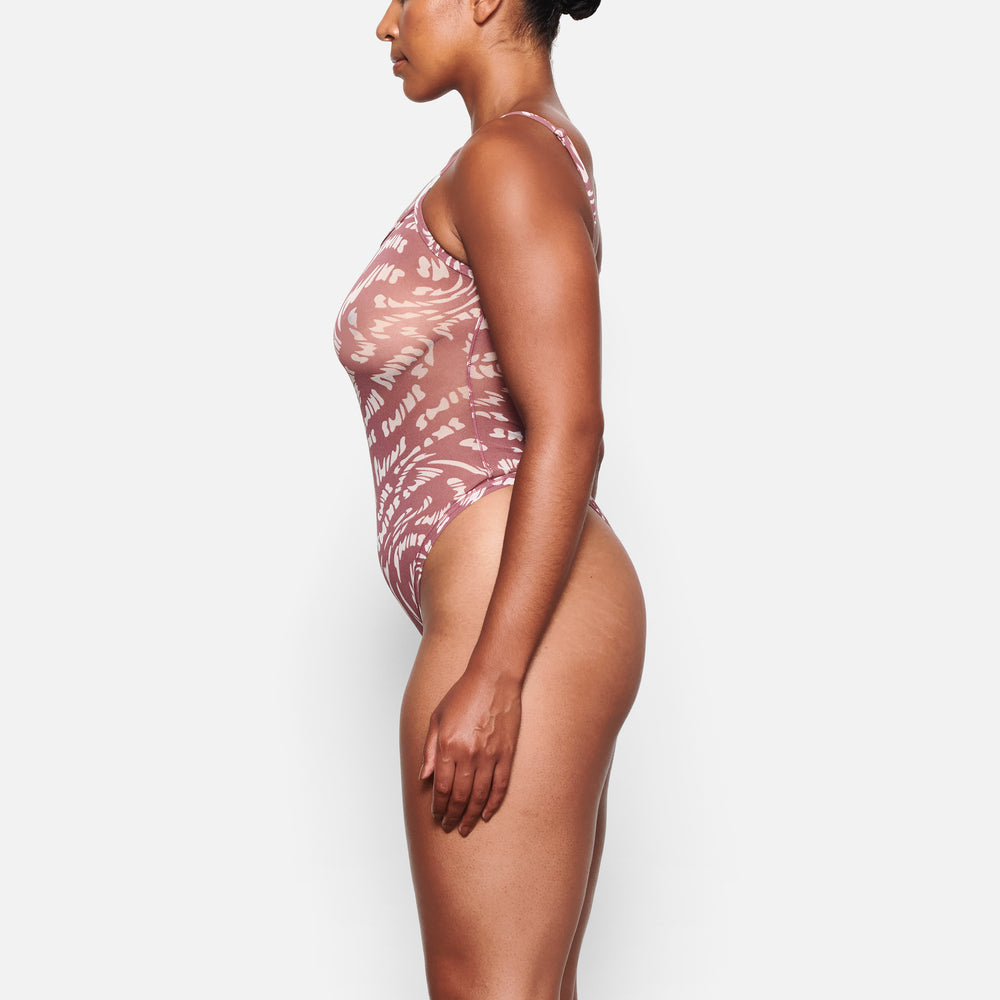 Skims SUMMER MESH Strappy Bodysuit RASPBERRY SWIRL | VKZX-58379