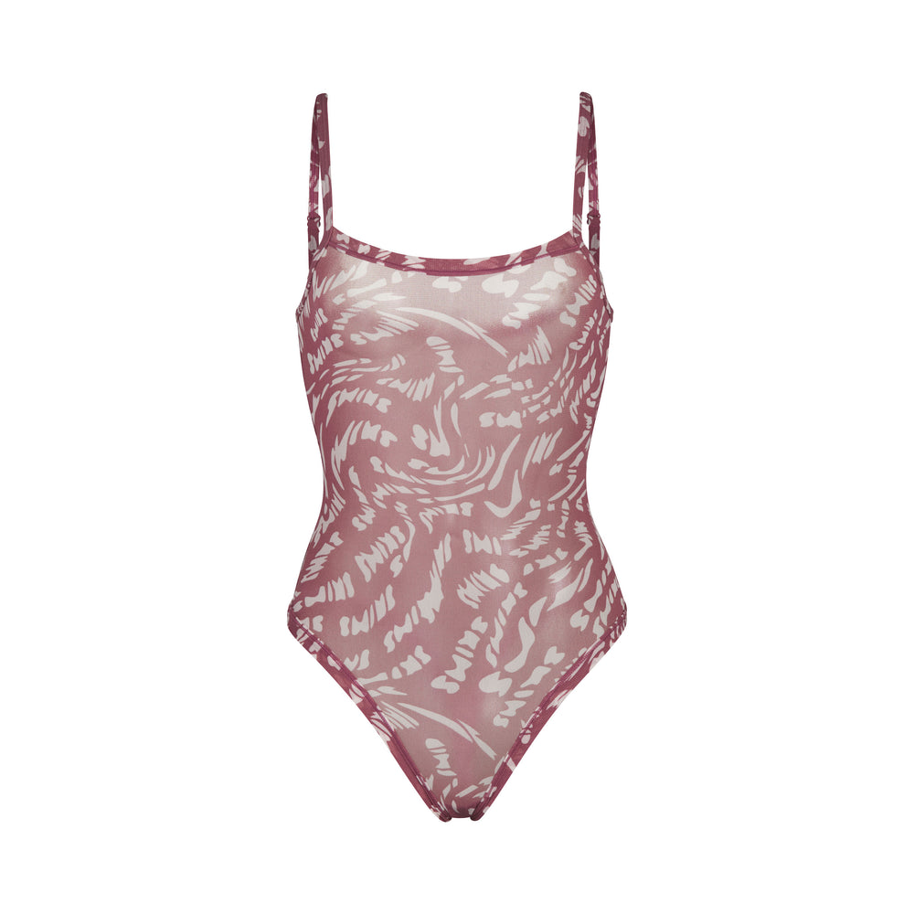 Skims SUMMER MESH Strappy Bodysuit RASPBERRY SWIRL | VKZX-58379
