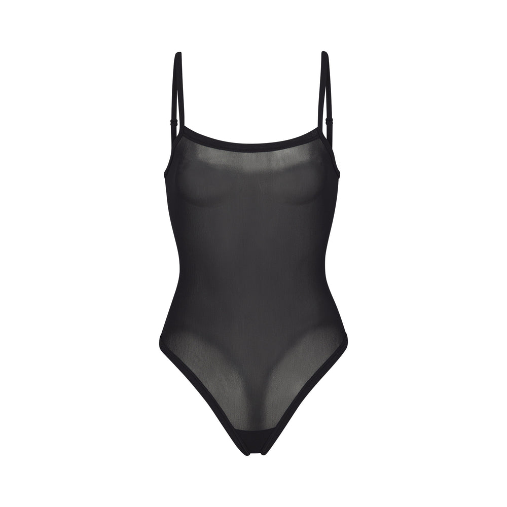 Skims SUMMER MESH Strappy Bodysuit Čierne | MJNE-54832