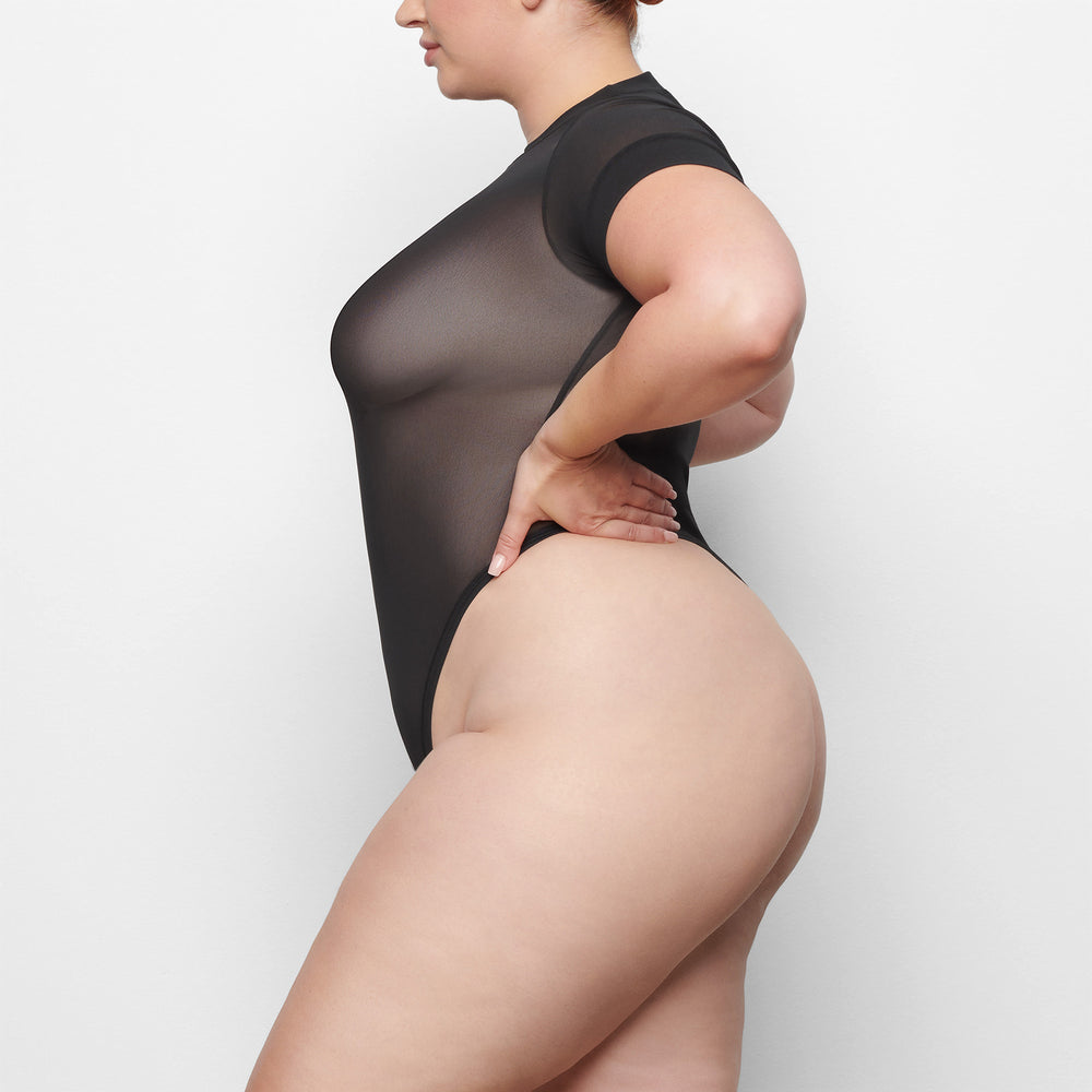 Skims SUMMER MESH T-shirt Bodysuit Čierne | ORTP-74961