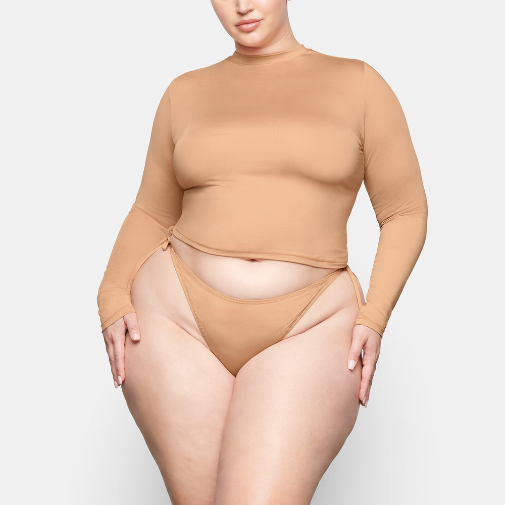 Skims SWIM LONG SLEEVE SHIRT Cover Ups Béžové | DOPE-79086