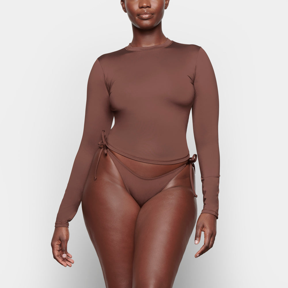 Skims SWIM LONG SLEEVE SHIRT Cover Ups Čokoláda | OSBV-13640