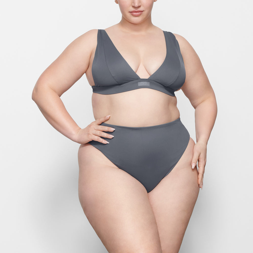 Skims SWIM PLUNGE Bikini Top Tmavo Siva | IMBO-73016