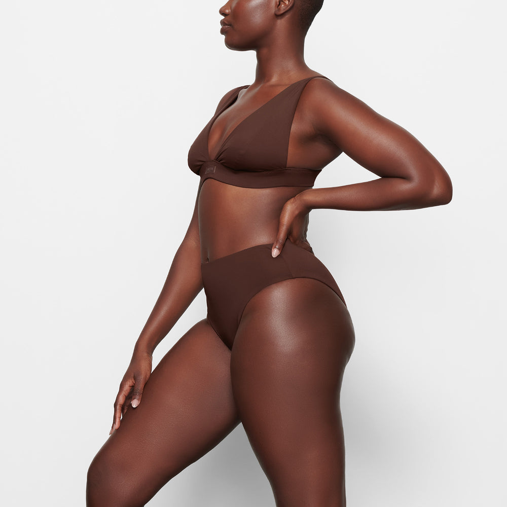 Skims SWIM PLUNGE Bikini Top Čokoláda | AQYU-42537