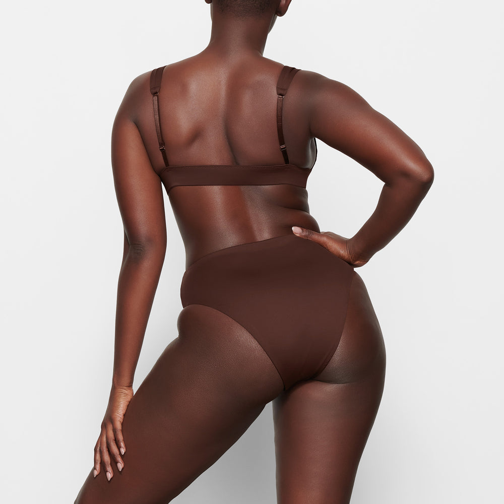 Skims SWIM PLUNGE Bikini Top Čokoláda | AQYU-42537