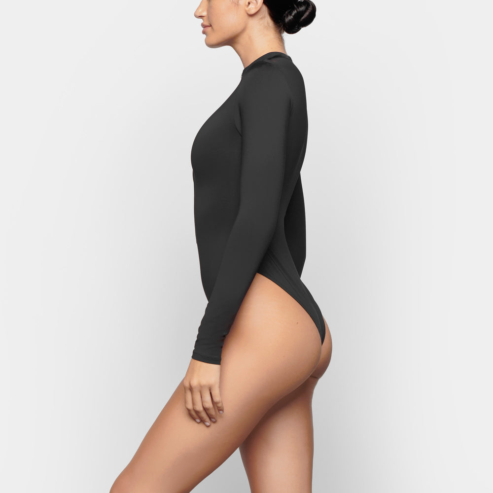 Skims SWIM ZIP FRONT LONG SLEEVE One Piece Čierne | GYAJ-72468