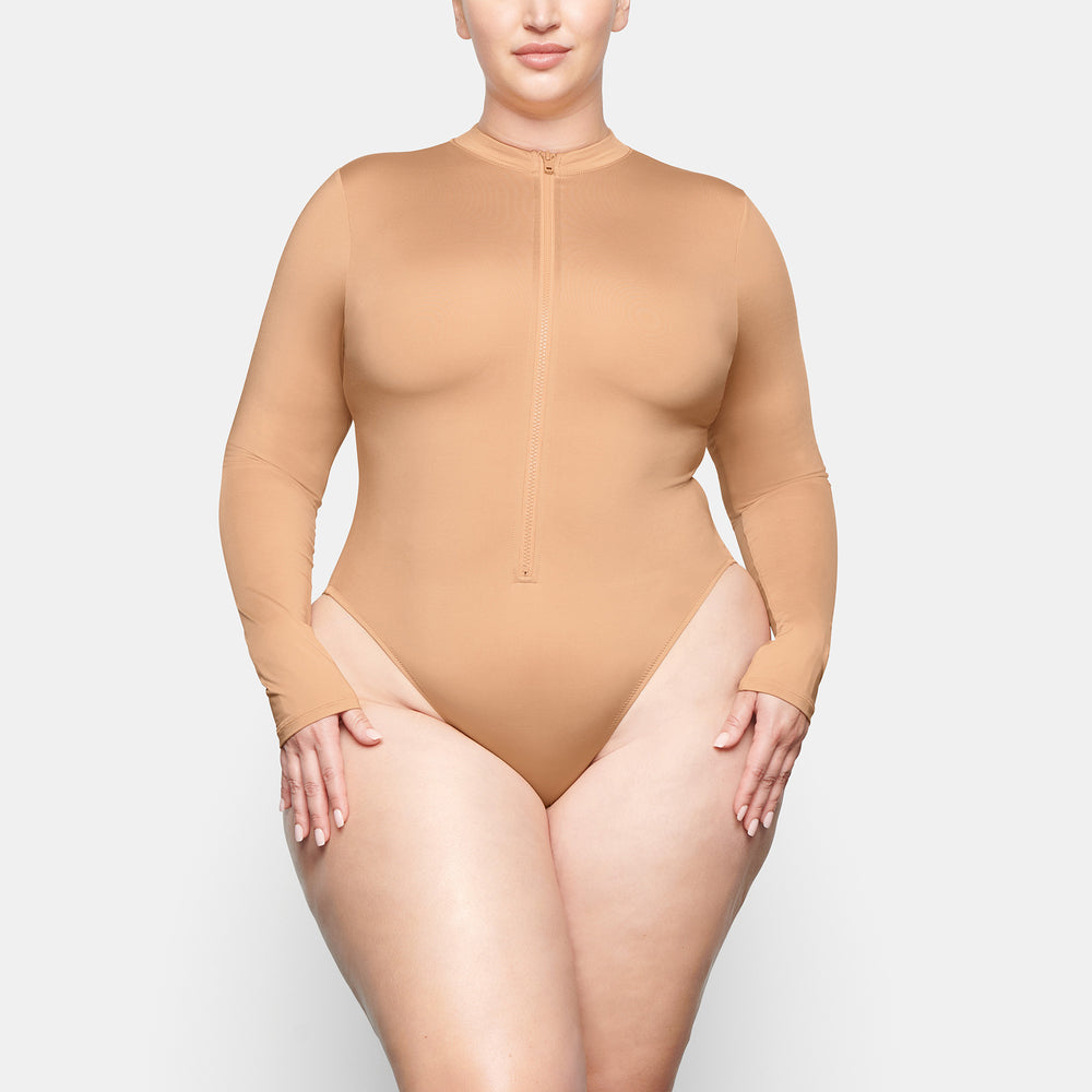 Skims SWIM ZIP FRONT LONG SLEEVE One Piece Béžové | ISUZ-01639