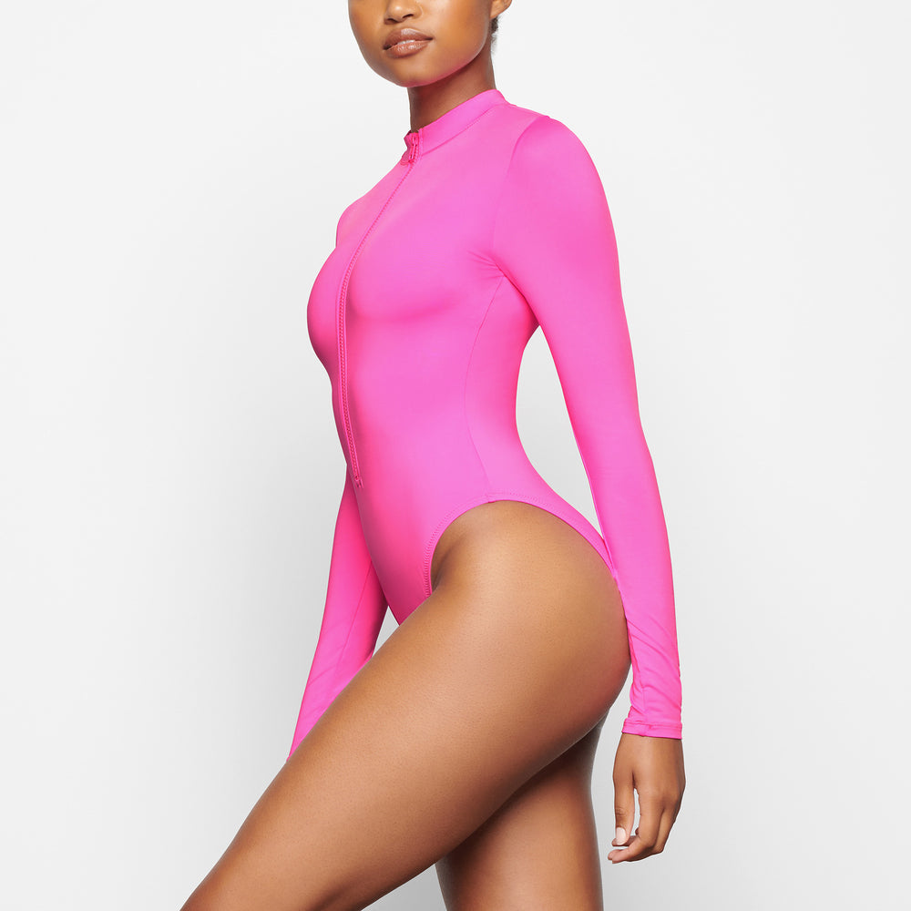 Skims SWIM ZIP FRONT LONG SLEEVE One Piece Ruzove | RUOK-97083