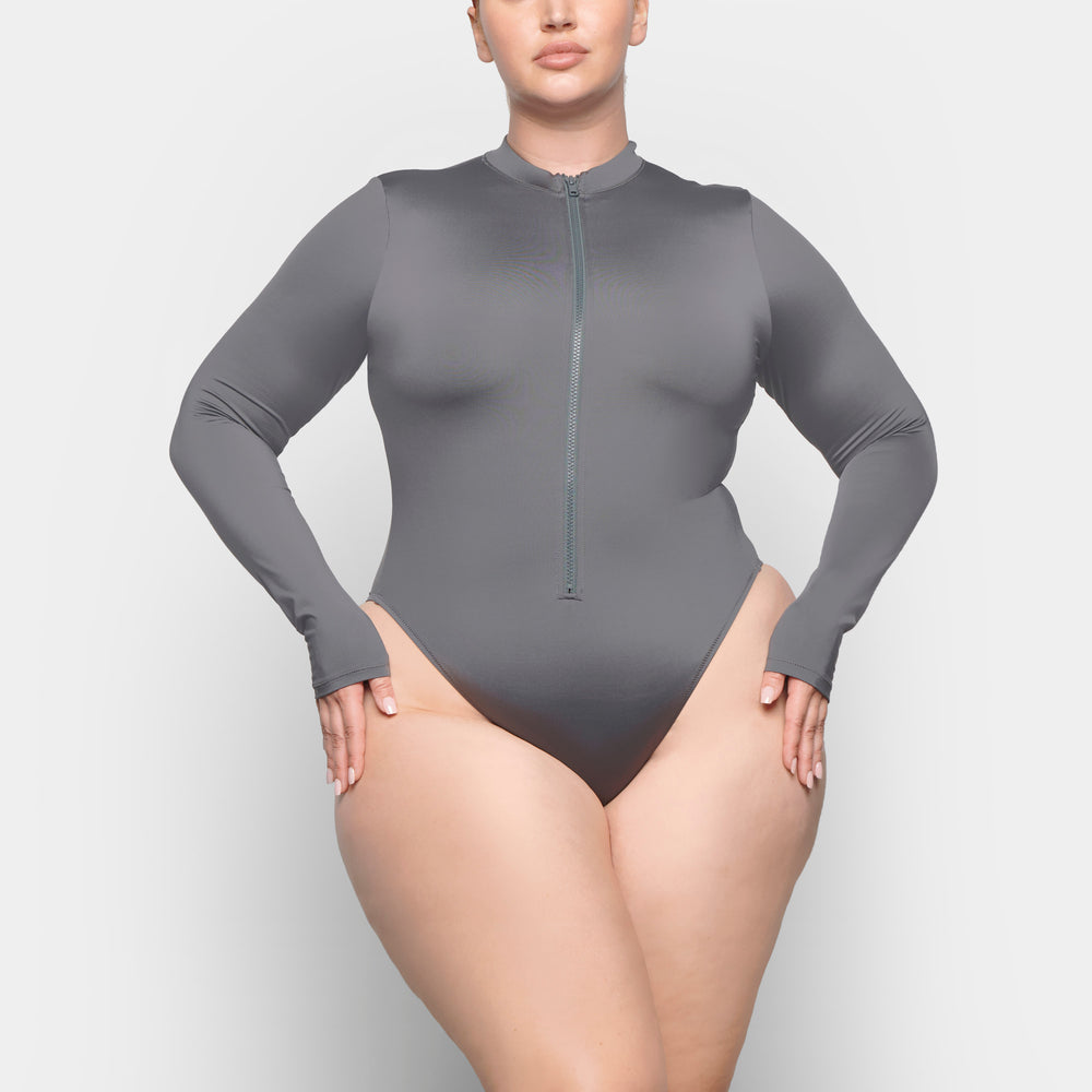 Skims SWIM ZIP FRONT LONG SLEEVE One Piece Tmavo Siva | WVXS-54891