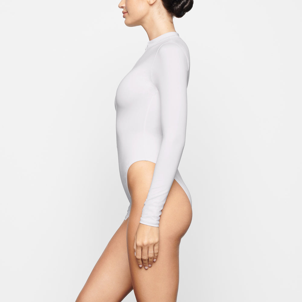 Skims SWIM ZIP FRONT LONG SLEEVE One Piece Biele | YQFK-60375