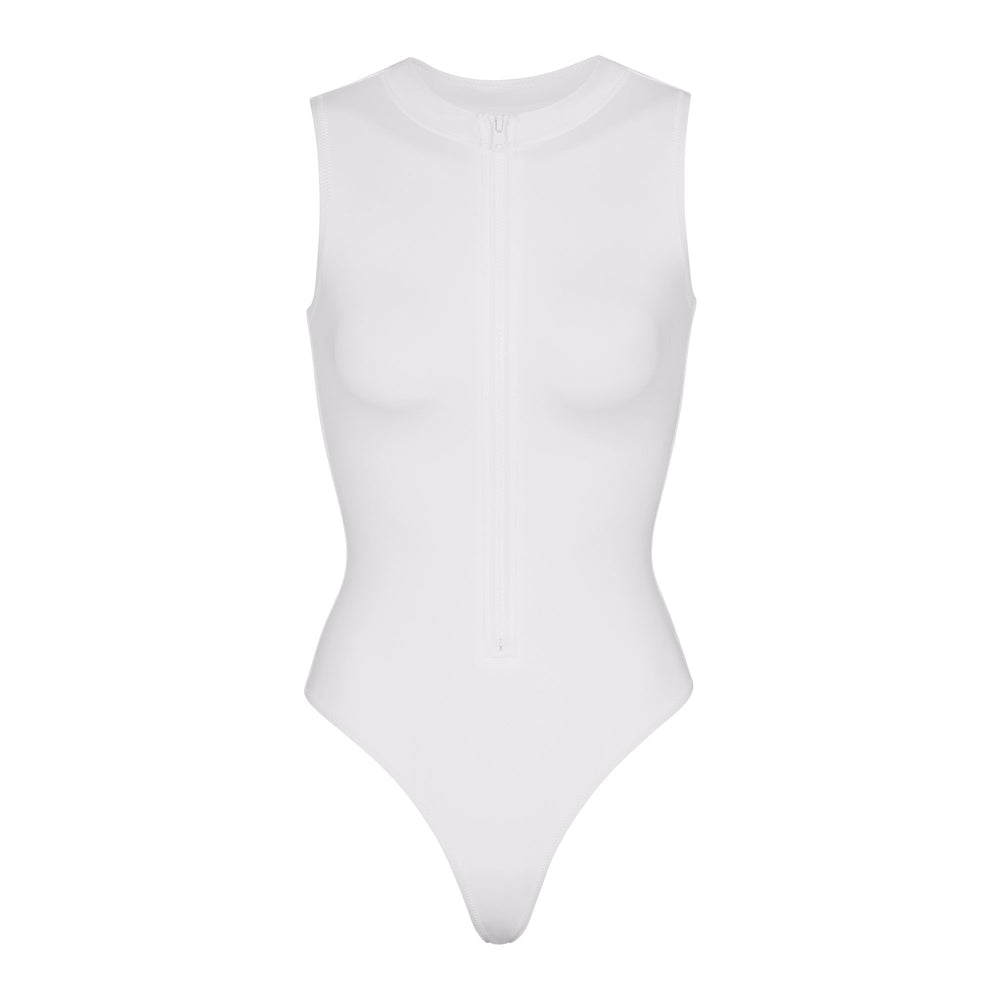Skims SWIM ZIP FRONT SLEEVELESS One Piece Biele | ELNV-52840