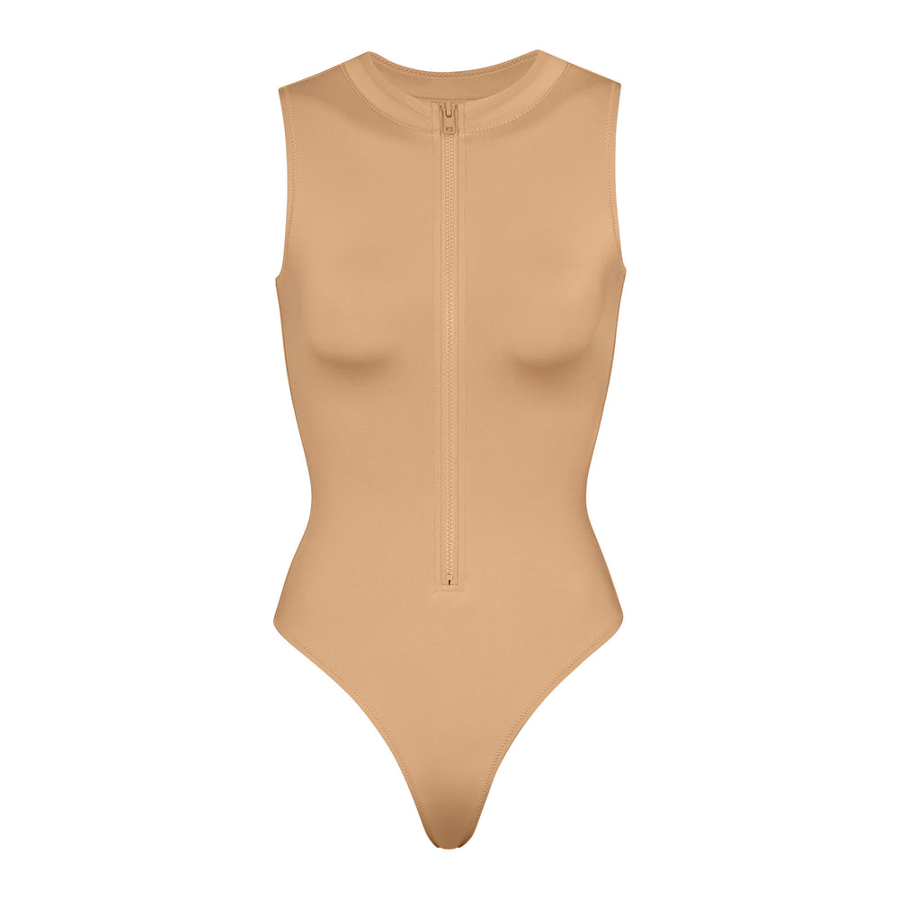 Skims SWIM ZIP FRONT SLEEVELESS One Piece Béžové | FHIQ-23740