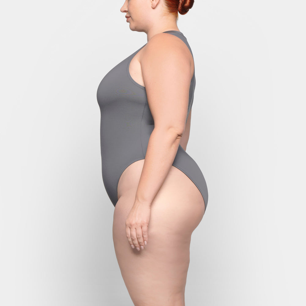 Skims SWIM ZIP FRONT SLEEVELESS One Piece Tmavo Siva | OIRH-10498