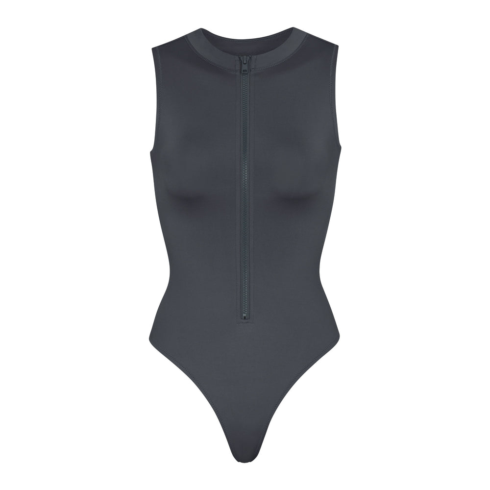 Skims SWIM ZIP FRONT SLEEVELESS One Piece Tmavo Siva | OIRH-10498
