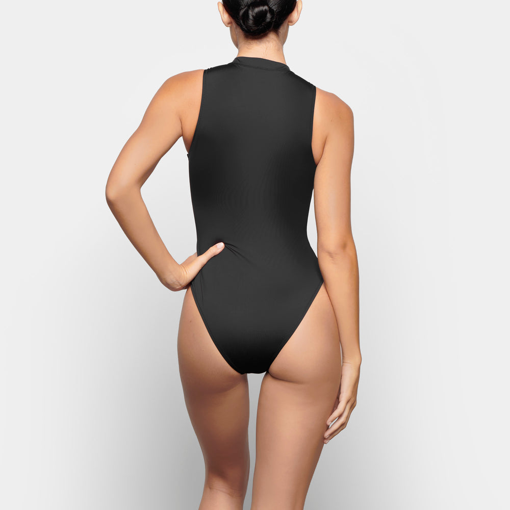 Skims SWIM ZIP FRONT SLEEVELESS One Piece Čierne | TLQG-62057