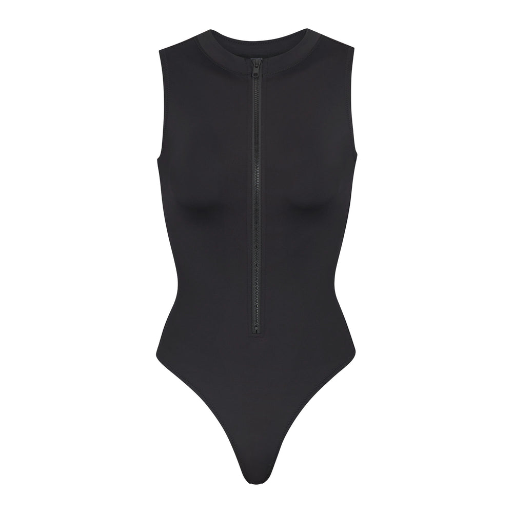 Skims SWIM ZIP FRONT SLEEVELESS One Piece Čierne | TLQG-62057