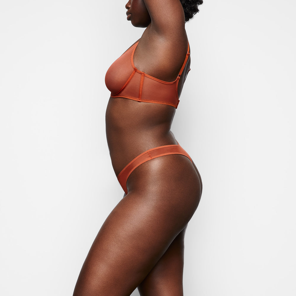 Skims ULTRA FINE MESH SCOOP Underwire Bra Hnede | EAMU-10793