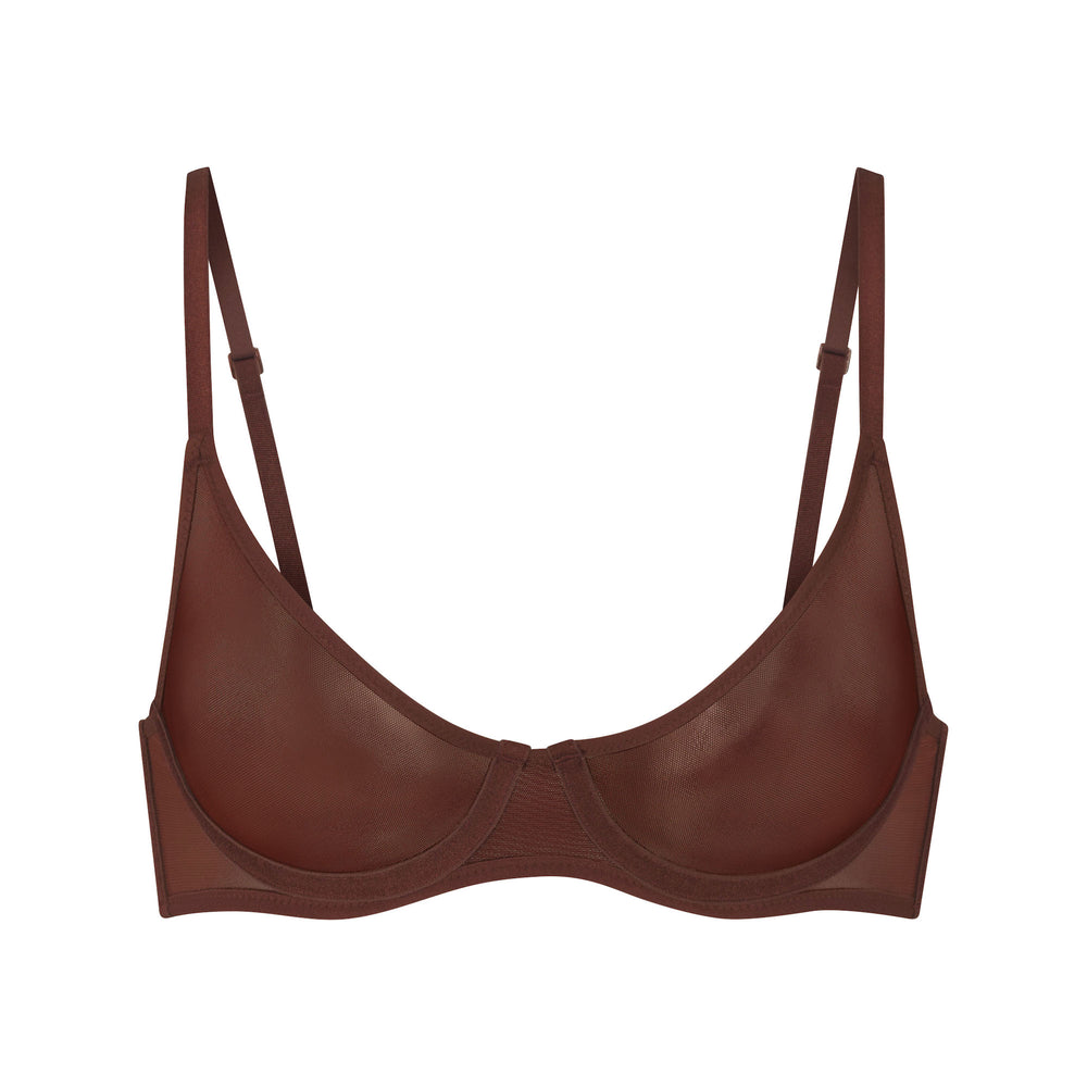 Skims ULTRA FINE MESH SCOOP Underwire Bra Čokoláda | WBAJ-69035