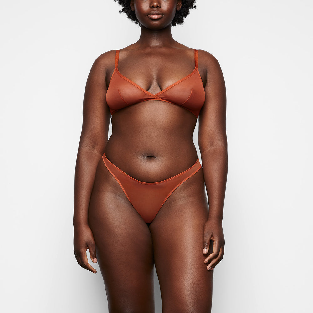 Skims ULTRA FINE MESH TRIANGLE Bralette Hnede | PWZF-01964
