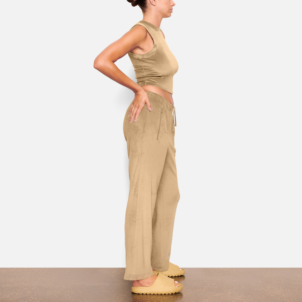 Skims VELOUR CREW NECK Tank Zlate | DQKN-36180
