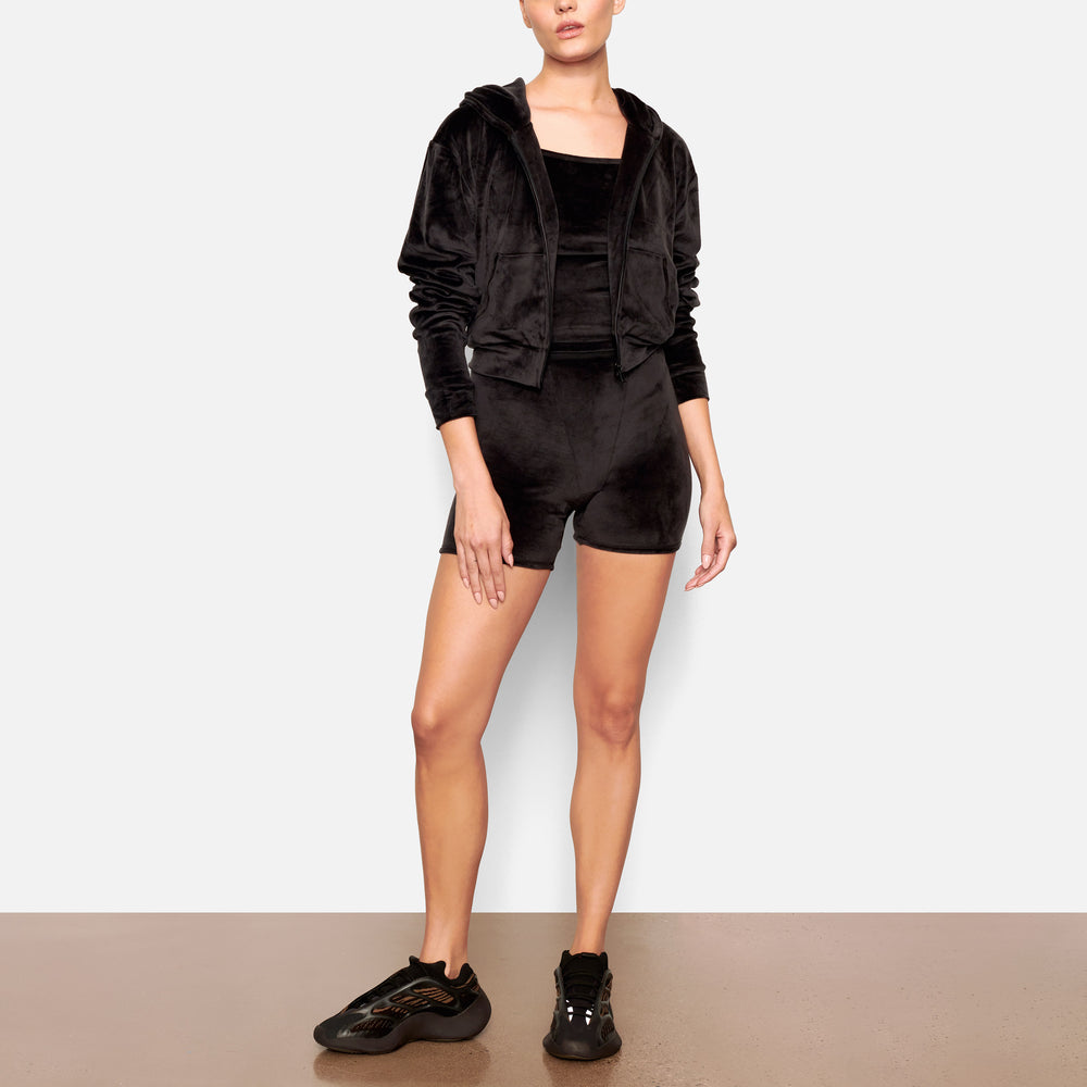 Skims VELOUR Mikina s Kapucnou Čierne | COVY-95327