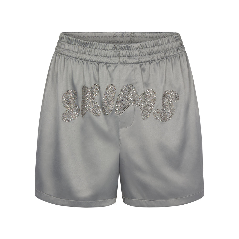 Skims WOVEN SHINE Boxer Shorts Svetlo Siva | ZMLQ-97054