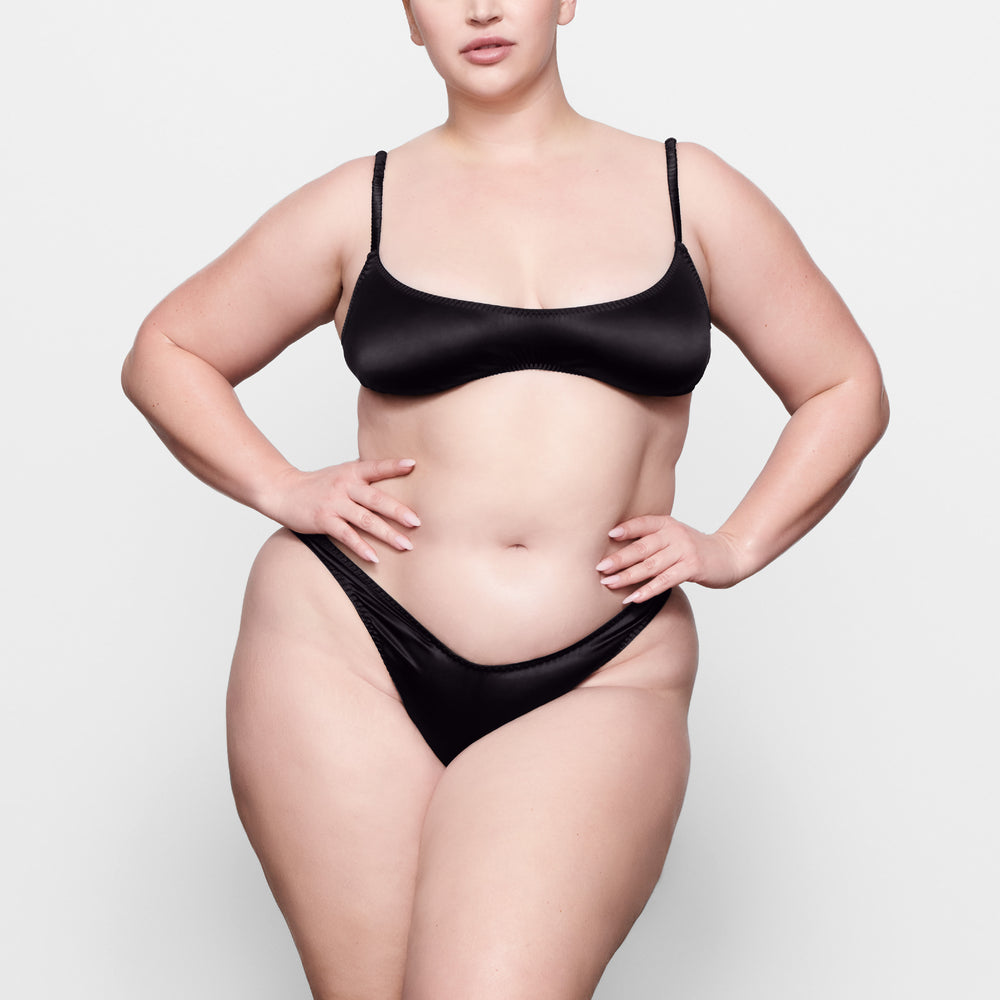 Skims WOVEN SHINE SCRUNCHIE SCOOP Bralette Čierne | LHUZ-13042