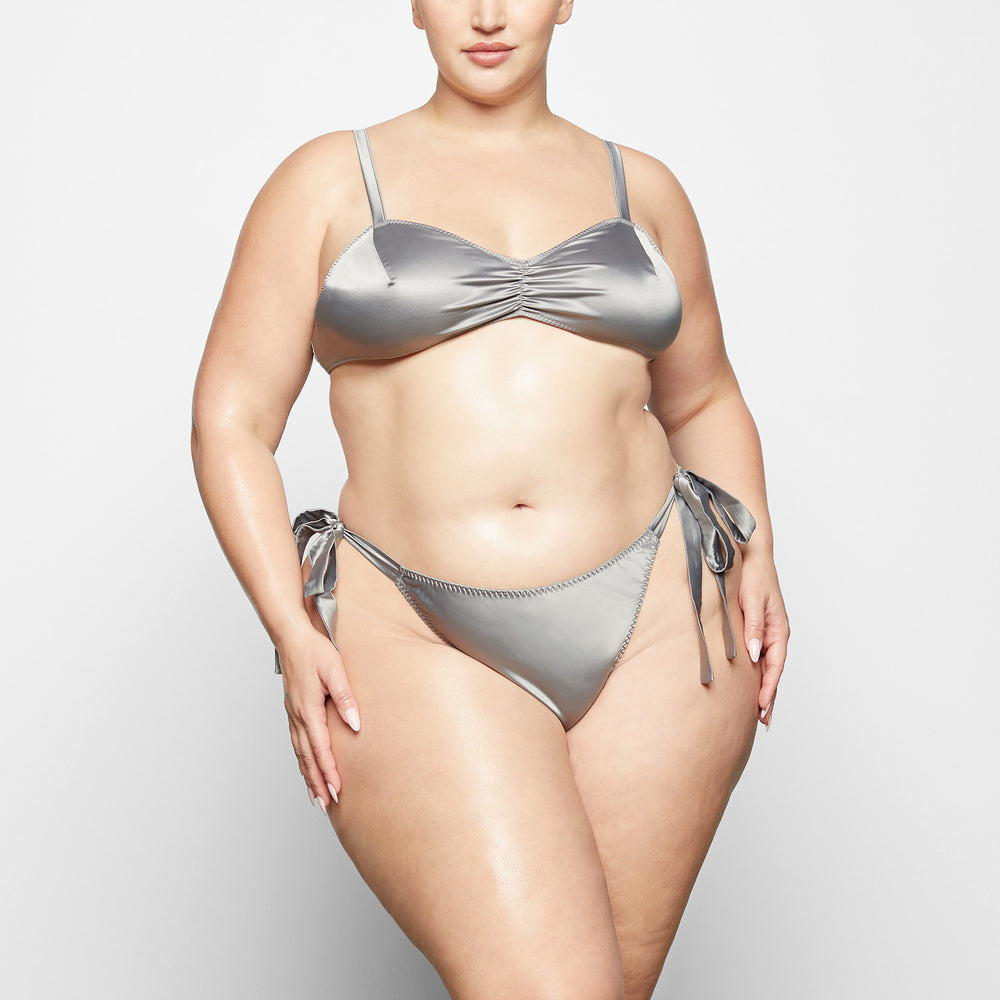 Skims WOVEN SHINE TIE BACK Bralette Svetlo Siva | XKDR-02487