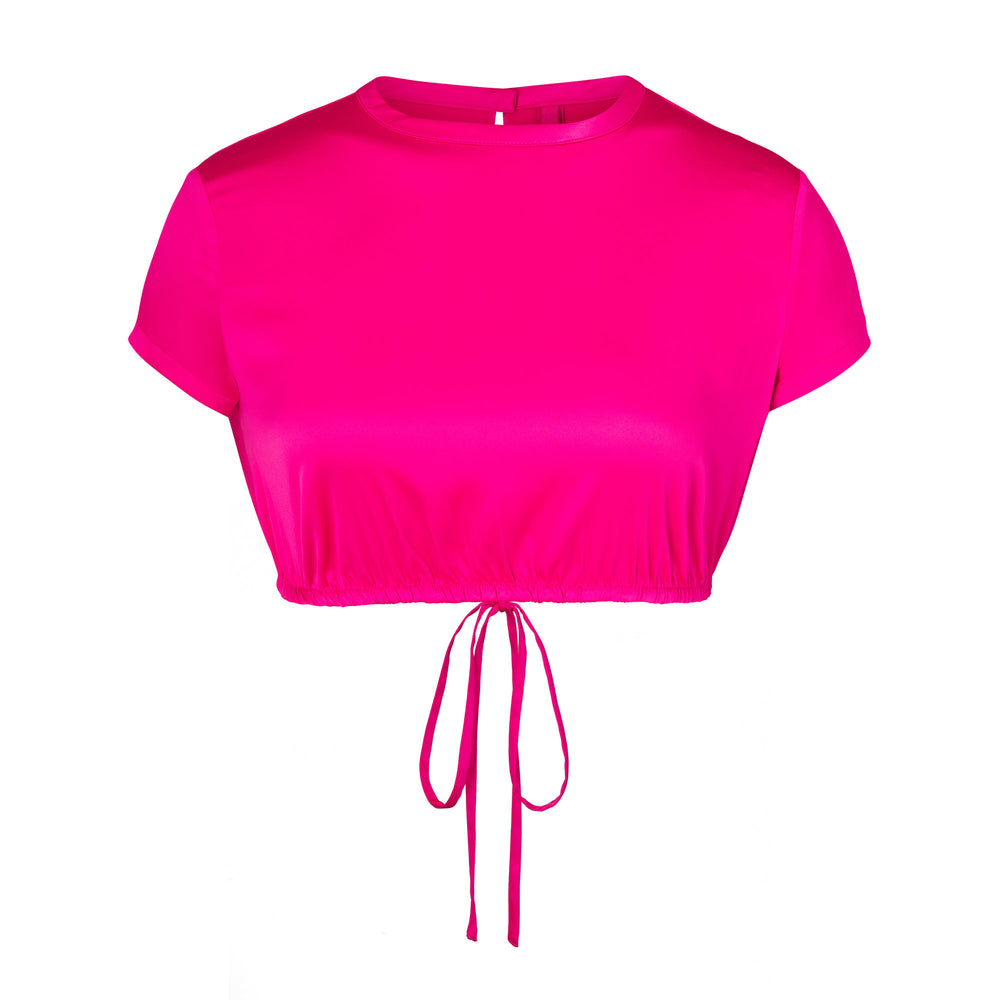 Skims WOVEN SHINE T-shirt Ruzove | XCIN-35984