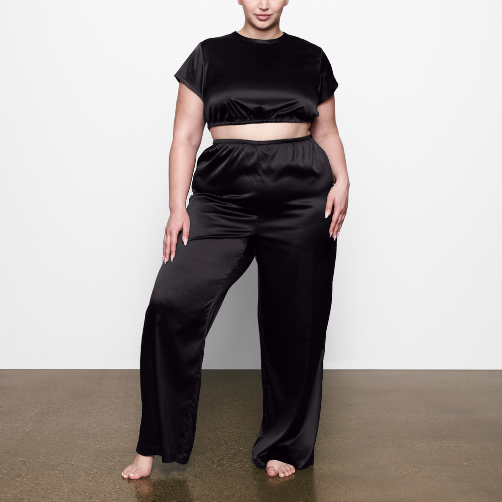 Skims WOVEN SHINE T-shirt Čierne | LRIY-28956