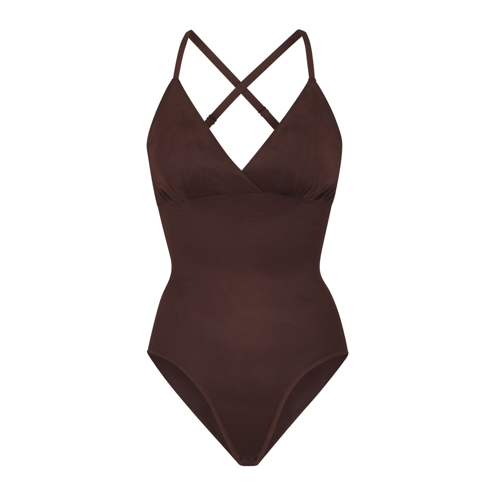 Skims BARELY THERE BODYSUIT BRIEF W/ SNAPS Bodysuit Čokoláda | GRNY-83972