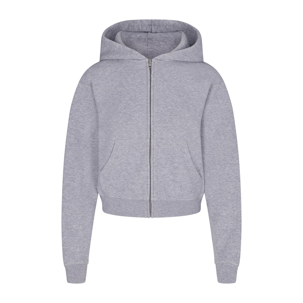 Skims COTTON FLEECE ZIP UP Mikina s Kapucnou Siva | FOWS-54862