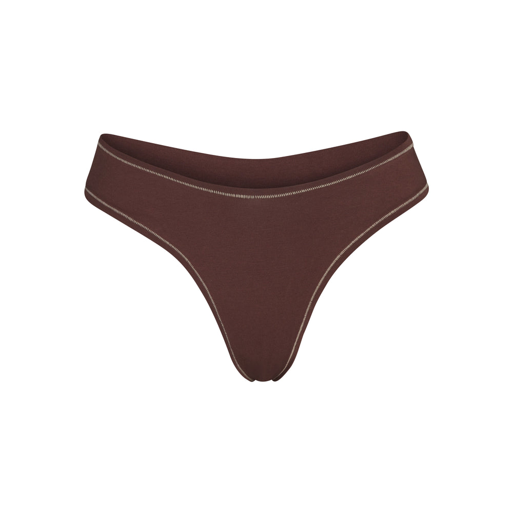 Skims COTTON JERSEY DIPPED Thong Čokoláda | NZYO-51490