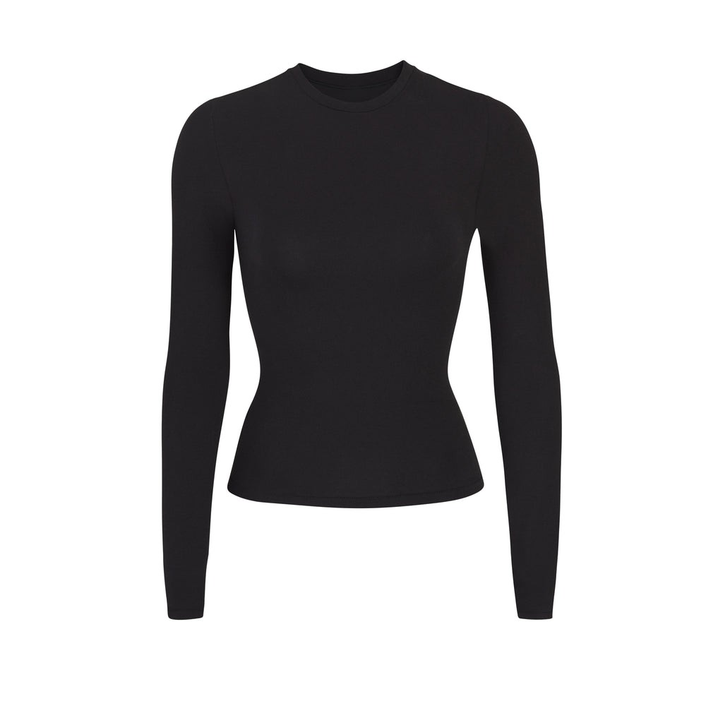 Skims COTTON JERSEY LONG SLEEVE T-shirt Čierne | FLOT-45689