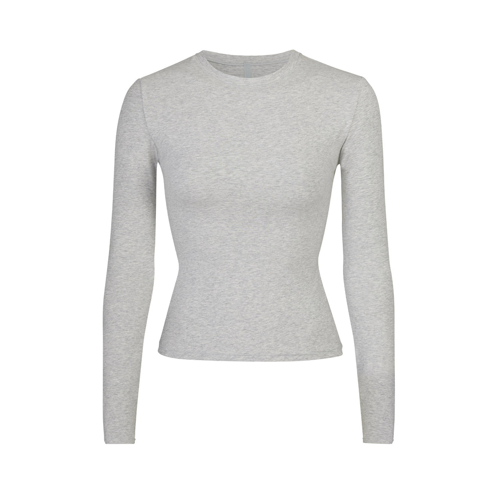 Skims COTTON JERSEY LONG SLEEVE T-shirt Svetlo Siva | FLVM-04659
