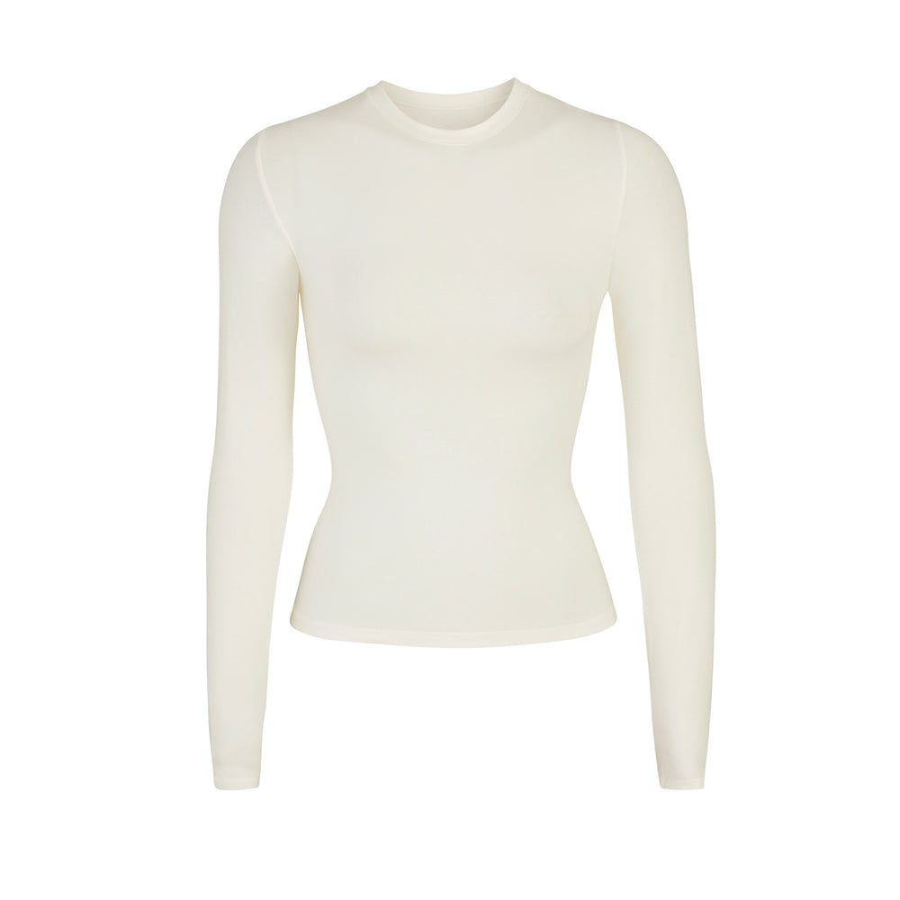 Skims COTTON JERSEY LONG SLEEVE T-shirt Biele | GHZO-39561