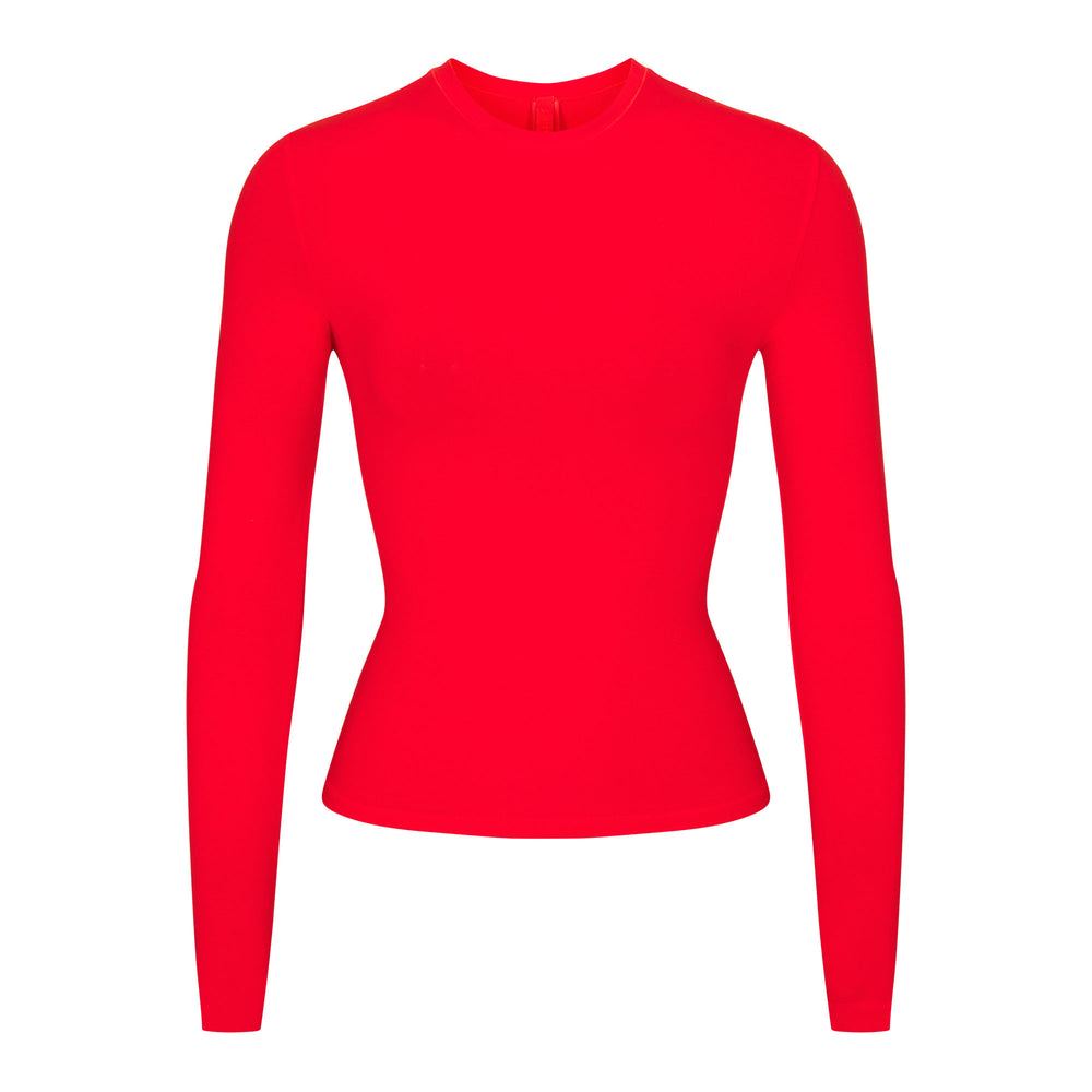 Skims COTTON JERSEY LONG SLEEVE T-shirt Červené | IQOL-37524