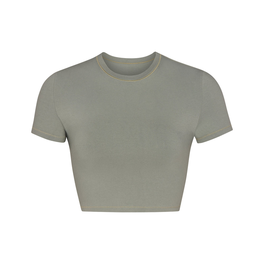 Skims COTTON JERSEY SUPER CROPPED T-shirt Modre | AWUR-29643