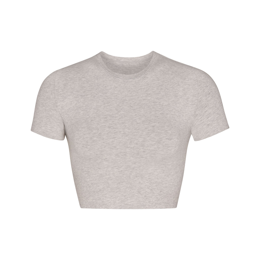 Skims COTTON JERSEY SUPER CROPPED T-shirt Svetlo Siva | JWUE-83167