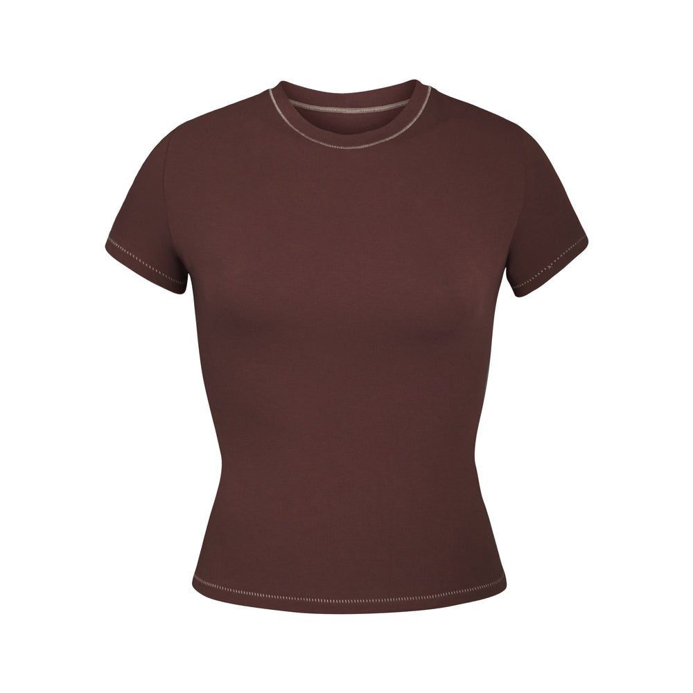 Skims COTTON JERSEY T-shirt Čokoláda | GXWL-47150