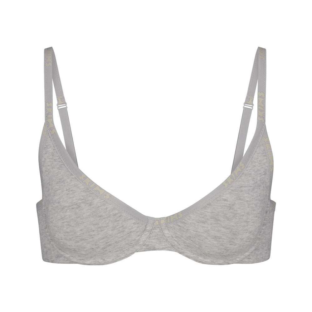 Skims COTTON LOGO DEMI Underwire Bra Svetlo Siva | QEZG-40739