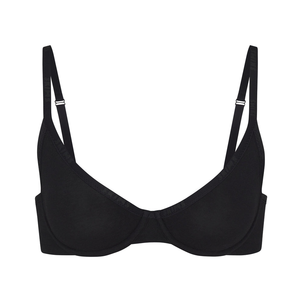 Skims COTTON LOGO DEMI Underwire Bra Čierne | IQRL-53297