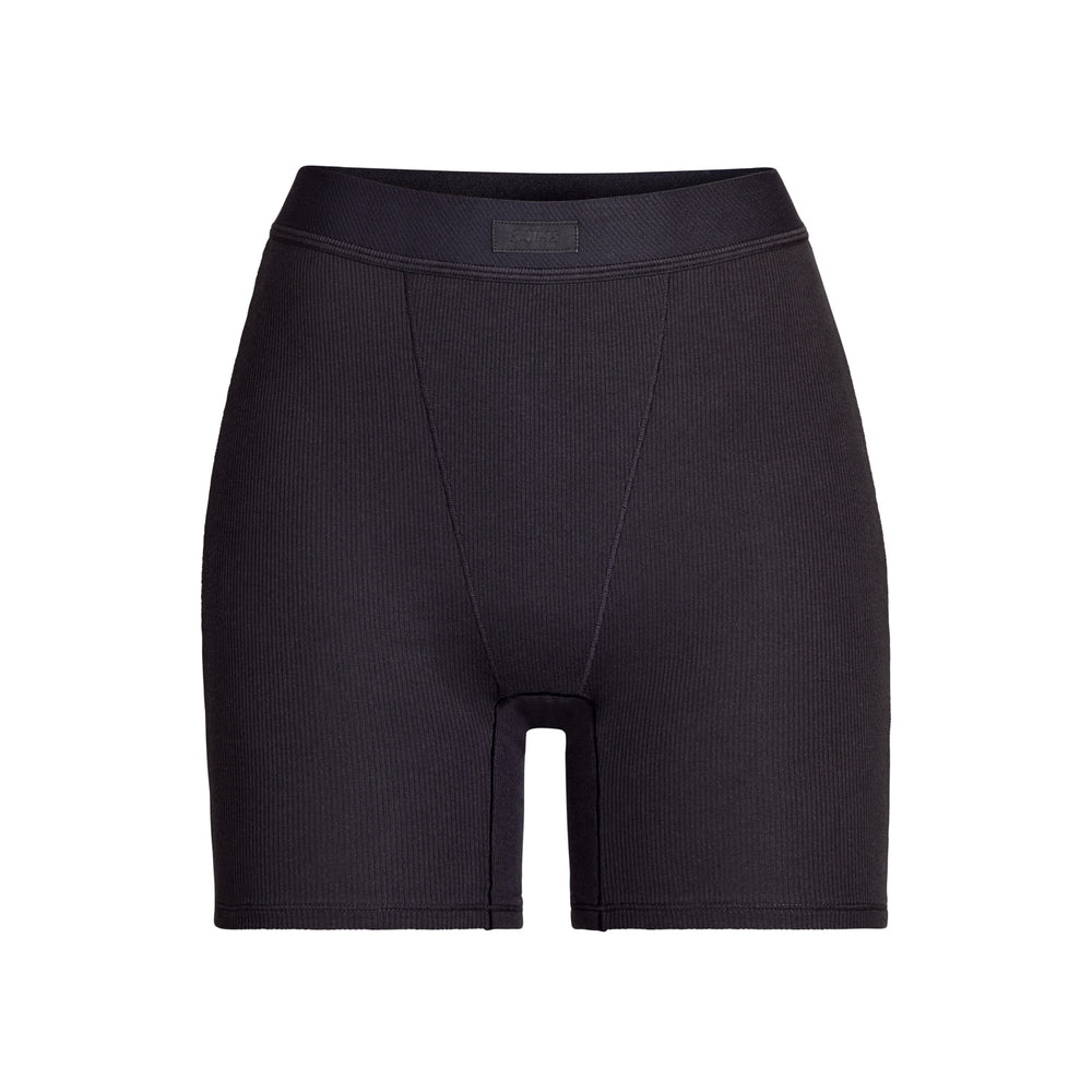 Skims COTTON RIB Boxer Shorts Čierne | ALMZ-78936